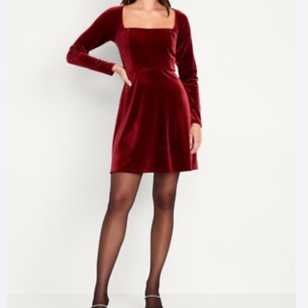 Fit & Flare Velvet Mini Dress Wine